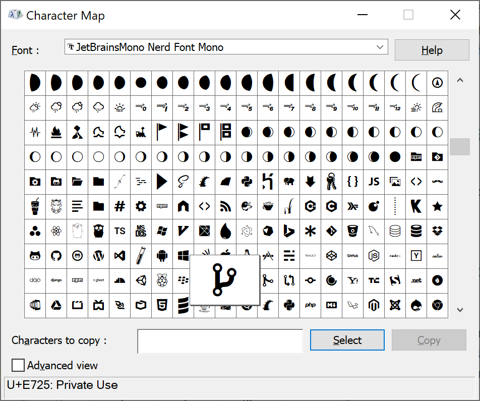 Windows Character Map application